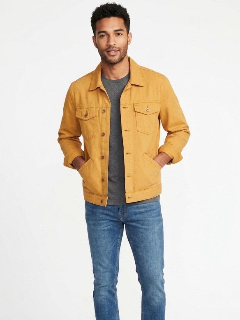 Forever 21 Men's Mustard Yellow Denim Trucker Jacket Size Small